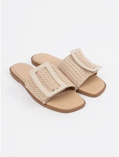 Moderní hnědé dámské  nazouváky na plochém podpatku