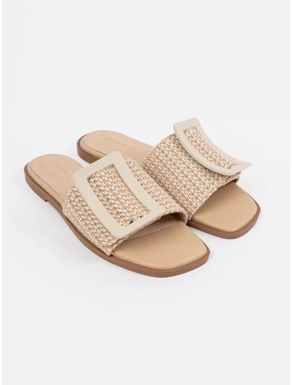 Moderní hnědé dámské  nazouváky na plochém podpatku