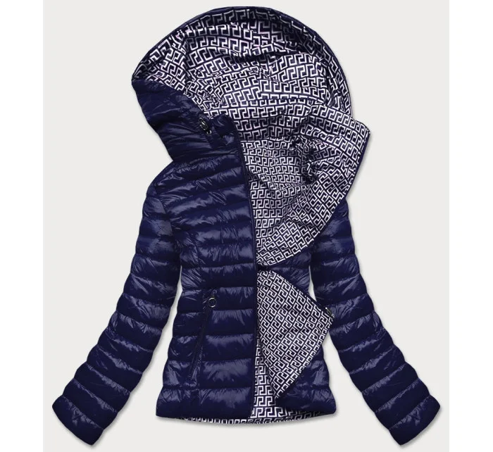 Tmavě modrá oboustranná dámská prošívaná bunda (B9775-3)