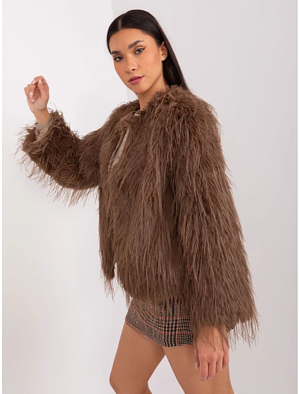 Hnědá kožešinová bunda s podšívkou model 20840814 - Factory Price Hnědá kožešinová bunda s podšívkou model 20840814 - Factory Price