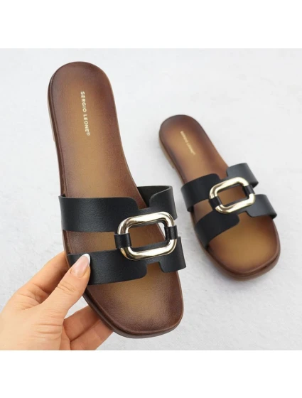 Dámské žabky s ornamentem černé Sergio Leone SK077H Dámské žabky s ornamentem černé Sergio Leone SK077H