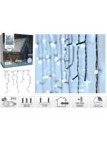 VÁNOČNÍ STROMEK SVĚTLA VENKOVNÍ SVĚTLO OPONA 360 VEDL ČASOVAČ STUDENÁ BÍLÁ PRŮHLEDNÝ KABEL