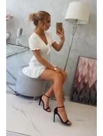 Šaty s vázaným výstřihem do V ecru Šaty s vázaným výstřihem do V ecru