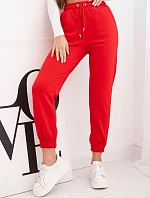 Dámské bavlněné kalhoty s gumou v pase červené