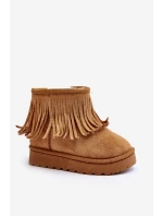 Ocieplane Botky Sněžáky Dětské s Ozdobnými Frédzlami Camel Nimia