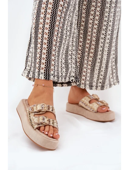 Dámské Sandały Na Platformě S Přezkami A Khaki model 21688844 - Boto Dámské Sandały Na Platformě S Přezkami A Khaki model 21688844 - Boto