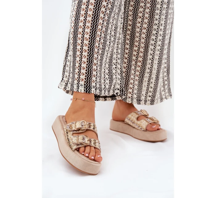 Dámské Sandały Na Platformě S Přezkami A Khaki model 21688844 - Boto