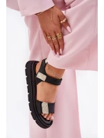 Kožené dámské sandály na platformě model 21694215 černé - Zazoo