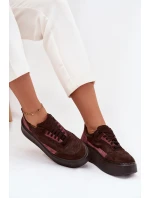 Dámské tenisky z pravé semiše na platformě Zazoo N1265S3 čokoládové