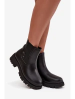 Kozačky kozačky na zip s detaily zateplené černé model 21747742 - Boto