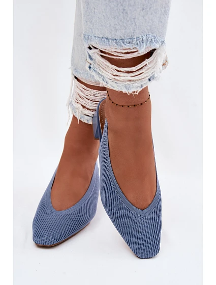 Materiálové dámské sandály na podpatku Modré Marcellé