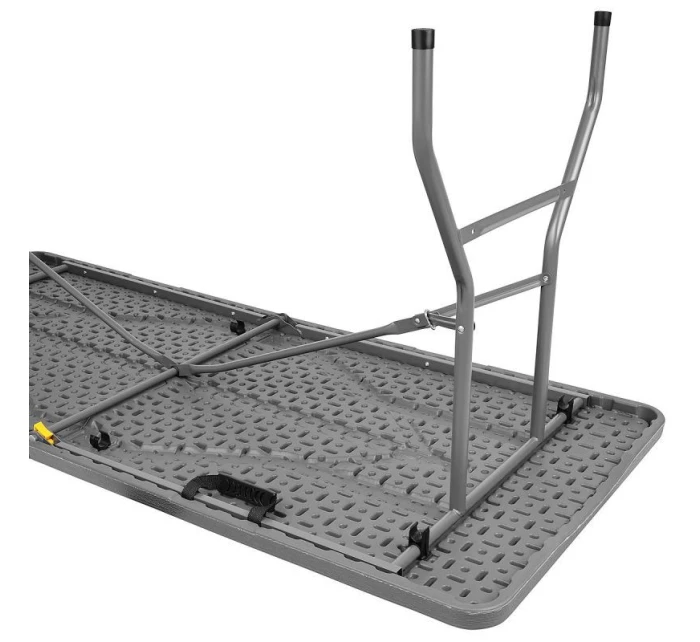 DŘEVĚNÝ STŮL SKLÁDACÍ V KUFŘÍKU 180x74CM MAX.100KG DŘEVĚNÁ DESKA TEMNĚ ŠEDÁ