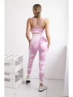 Fitness set model 20129769 legíny push up světle růžová + ecru - K-Fashion Fitness set model 20129769 legíny push up světle růžová + ecru - K-Fashion