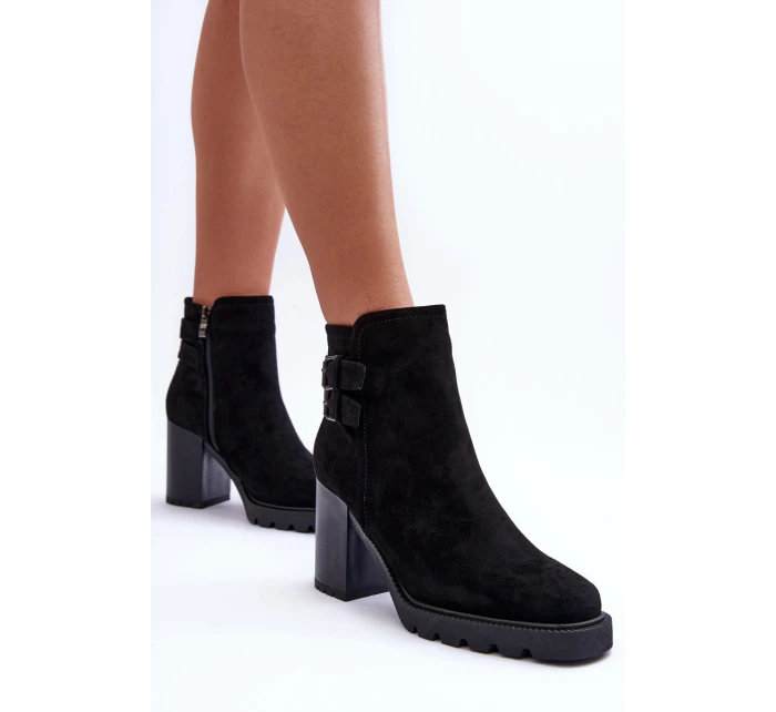 Kožené Boty Na Podpatku Černé model 21632219 - Boto