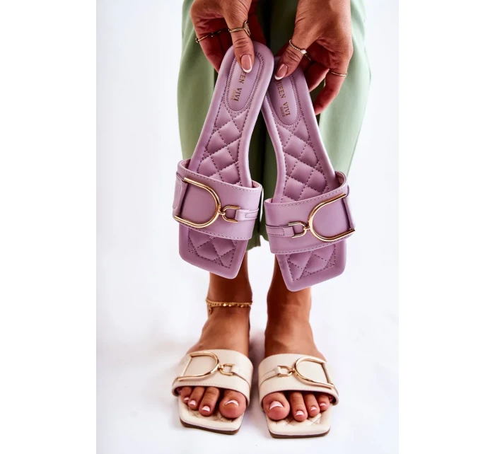 Dámské klasické kožené pantofle s zdobením fialový Shilla Dámské klasické kožené pantofle s zdobením fialový Shilla