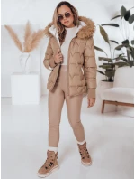 SNOWMISS dámská zimní bunda prošívaná béžová s kapucí FashionStreet TY5000