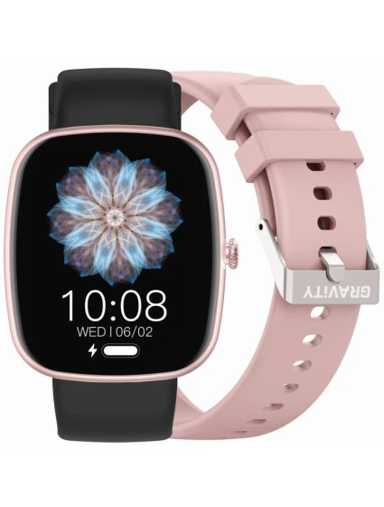 Dámské chytré hodinky GRAVITY GT18-1 Pink Silicone Strap + Black Strap Dámské chytré hodinky GRAVITY GT18-1 Pink Silicone Strap + Black Strap