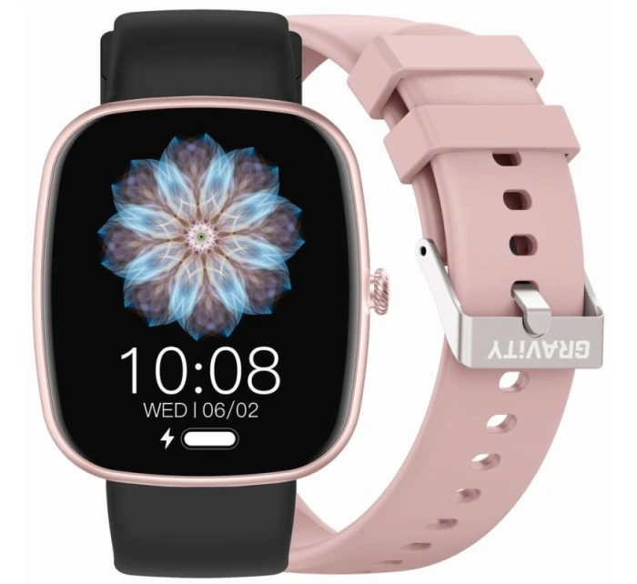 Dámské chytré hodinky GRAVITY GT18-1 Pink Silicone Strap + Black Strap Dámské chytré hodinky GRAVITY GT18-1 Pink Silicone Strap + Black Strap