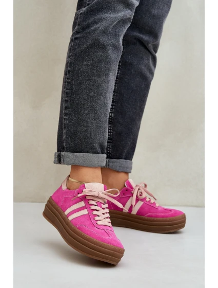 model 21684235 Dámské semišové sneakersy na platformě fuchsie - Zazoo