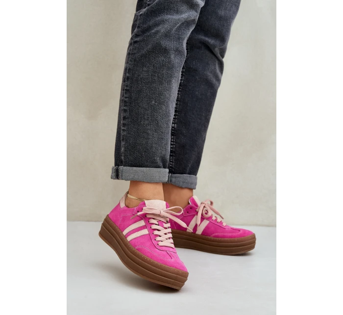 Zazoo N1068S4 Dámské semišové sneakersy na platformě fuchsie