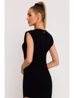 M787 Trubkové šaty s výřezem na noze - černé