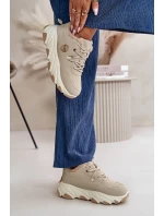 Zateplené Dámské Sportovní Boty Šněrovací Na Platformě Béžové Bialoa Zateplené Dámské Sportovní Boty Šněrovací Na Platformě Béžové Bialoa