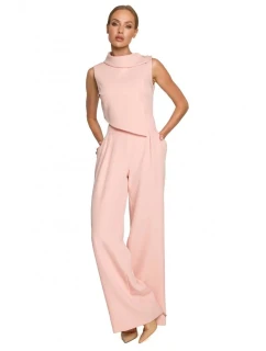 Dámský overal bez rukávů s dvouvrstvým vrškem M702 Pudr růžová - Moe