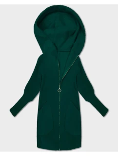 Bunda přehoz přes oblečení typu alpaka v lahvově zelené barvě s kapucí model 21479146 - MADE IN ITALY