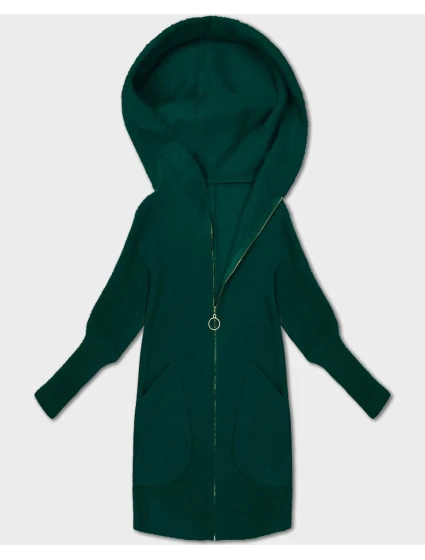 Bunda přehoz přes oblečení typu alpaka v lahvově zelené barvě s kapucí model 21479146 - MADE IN ITALY