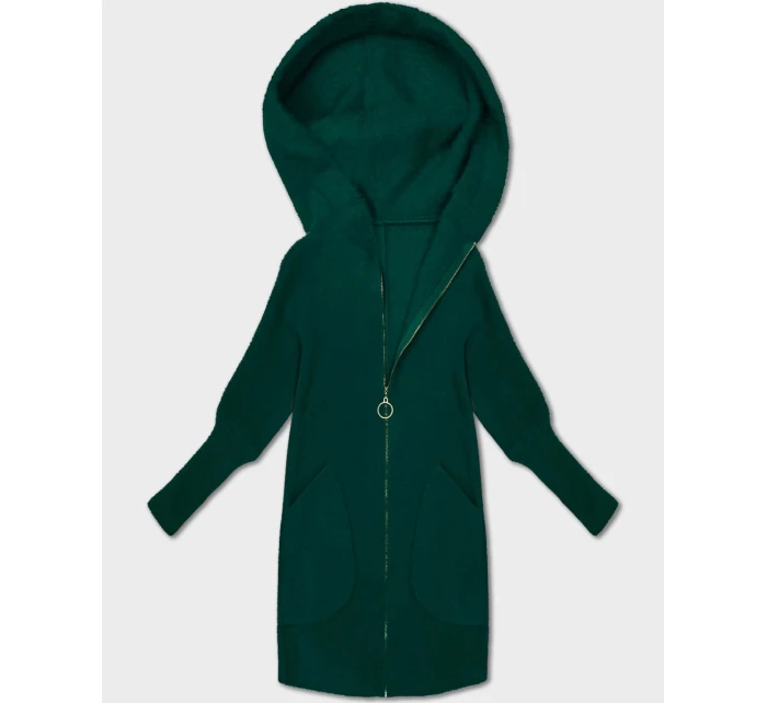 Bunda přehoz přes oblečení typu alpaka v lahvově zelené barvě s kapucí model 21479146 - MADE IN ITALY