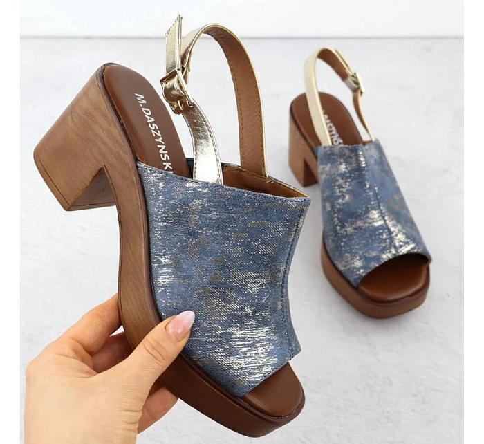 Dámské sandály na jehlovém podpatku denim gold M.Daszynski model 22051579 - M. Daszyński