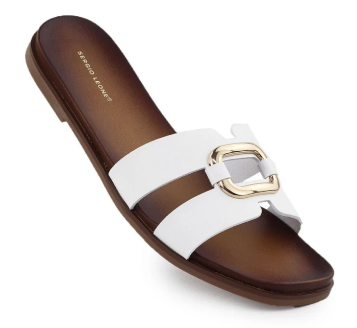 Dámské žabky s ornamentem bílé Sergio Leone SK077H