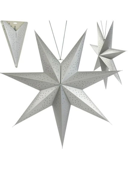 PAPÍROVÉ ZÁVĚSNÉ DEKORATIVNÍ HVĚZDY 75CM stříbrné dětské