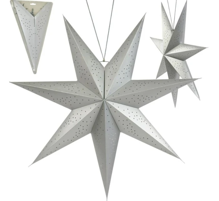 PAPÍROVÉ ZÁVĚSNÉ DEKORATIVNÍ HVĚZDY 75CM stříbrné dětské