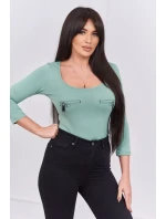 Halenkové body s potiskem pistole tmavě mátové barvy