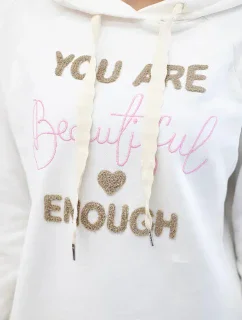 Bavlněná mikina s kapucí ecru