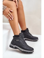 Pánské Zateplené Trekingové Boty Z Eko Kůže Modré model 21670126 - EVENTO Pánské Zateplené Trekingové Boty Z Eko Kůže Modré model 21670126 - EVENTO