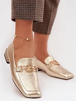 Kožené dámské mokasiny s ozdobným detailem D&A CR61-3125 zlaté