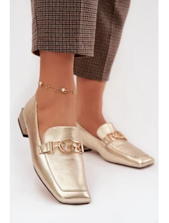 Kožené dámské mokasiny s ozdobným detailem D&A CR61-3125 zlaté