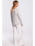 Svetr s výstřihem Bateau M511 šedý - Moe