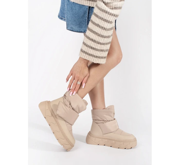 Krásné hnědé dámské sněhule platforma Krásné hnědé dámské sněhule platforma