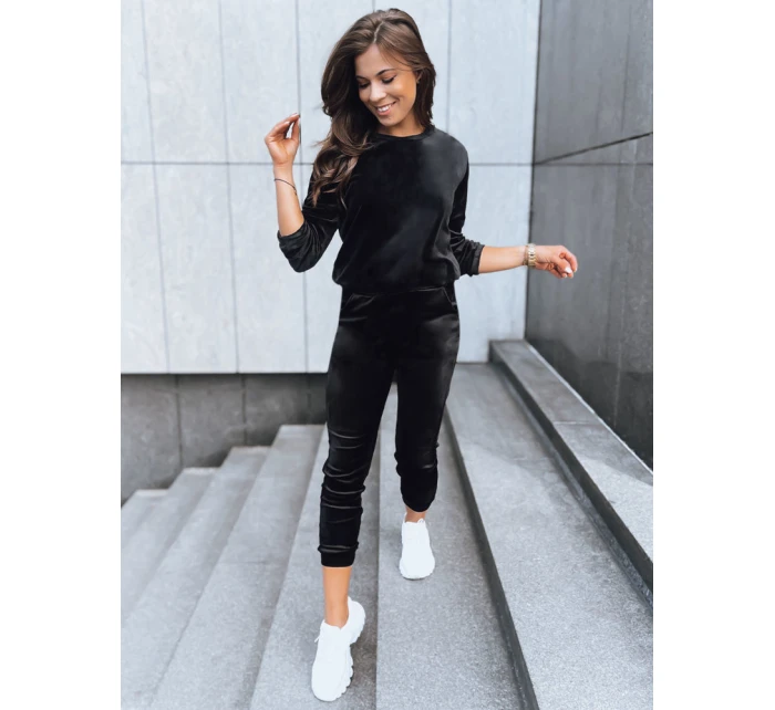 Dámské velurové tepláky VELVET HARMONY černé FashionStreet AY0879 Dámské velurové tepláky VELVET HARMONY černé FashionStreet AY0879