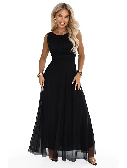 dlouhé maxi šaty s kulatým výstřihem – černé model 22294993 - numoco basic dlouhé maxi šaty s kulatým výstřihem – černé model 22294993 - numoco basic