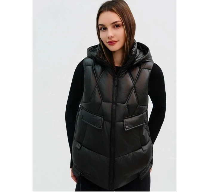 Goodlookin dámské krátké tričko bez rukávů s odnímatelnou kapucí v černé barvě (B8258-1) Goodlookin dámské krátké tričko bez rukávů s odnímatelnou kapucí v černé barvě (B8258-1)