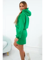 Zateplené šaty s obálkovým dnem světle zelené