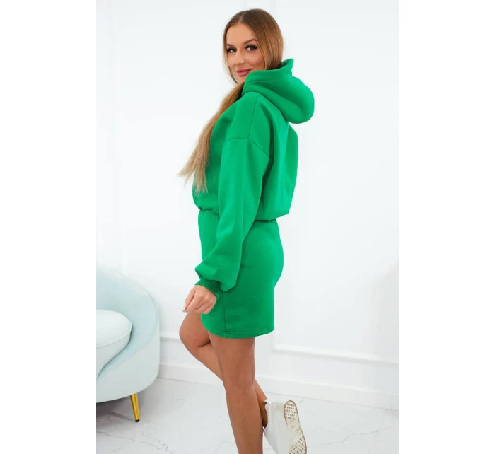 Zateplené šaty s obálkovým dnem světle zelené
