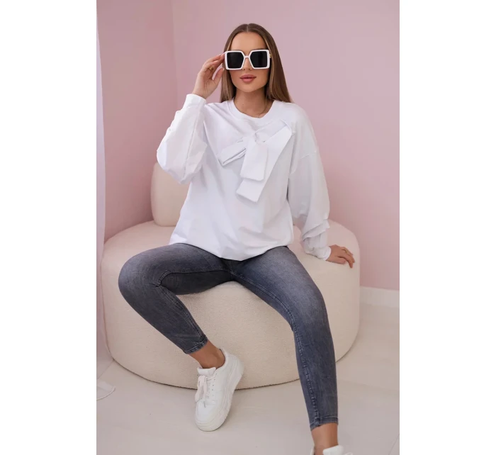 Bavlněná halenka s mašlí bílý