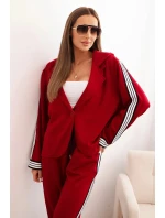 Dámský komplet s viskózou s model 21339245 a sportovní sako červený - K-Fashion