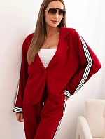 Dámský komplet s viskózou s lampasem a sportovní sako červený