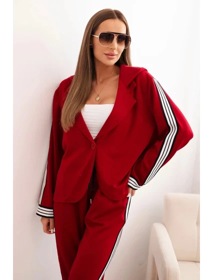 Dámský komplet s viskózou s model 21339245 a sportovní sako červený - K-Fashion